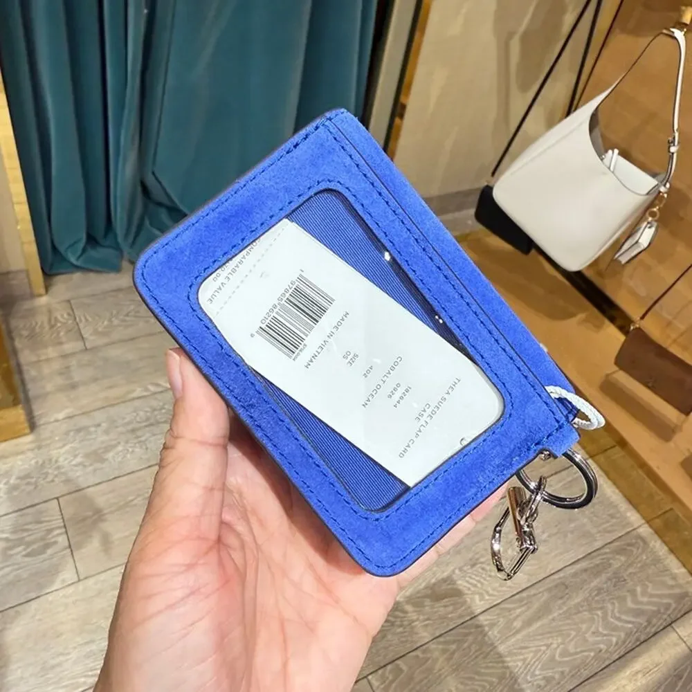 New‼️Tory Burch Thea Suede Flap Card Case 182644 Cobalt Ocean $170